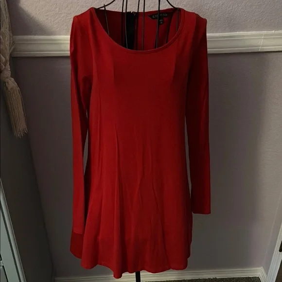 Express | Dresses | Express Womens Xs Red Long Sleeve Dress | Poshmark